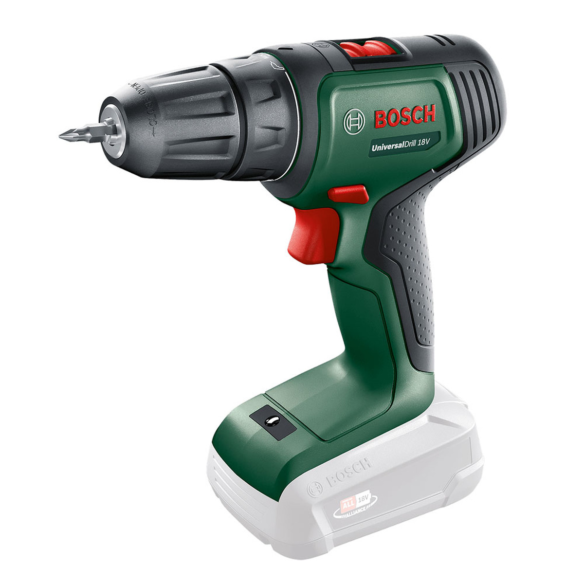 Аккумуляторная дрель-шуруповерт Bosch UniversalDrill 18V (2x1,5 Ah) + AL 1810 — Фото 1